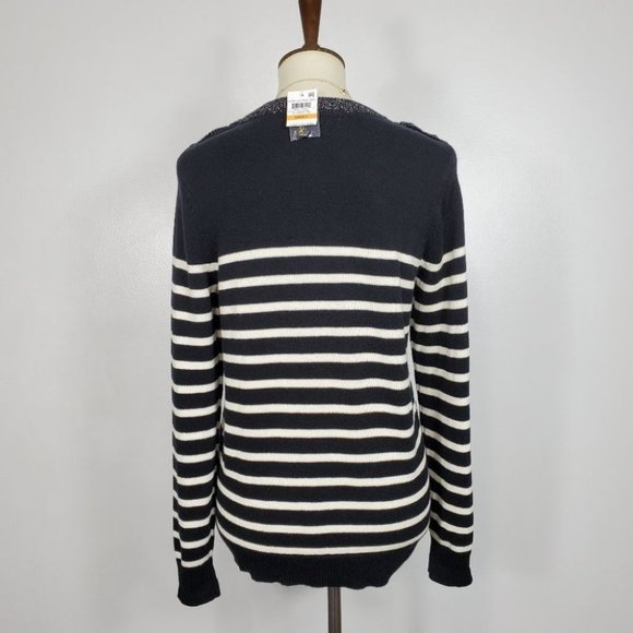 Charter Club Black Cream Striped Pullover Sweater NEW NWT Size S - Picture 7 of 15